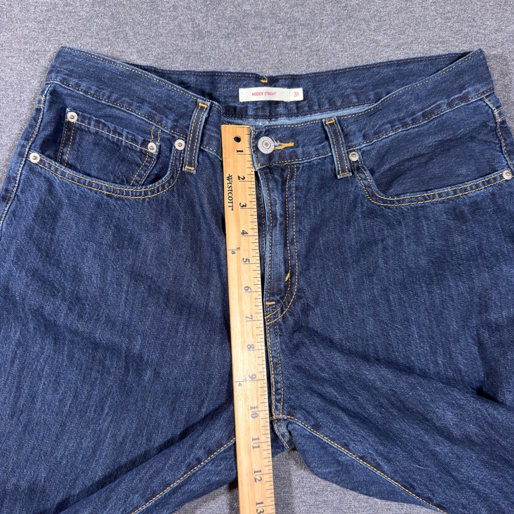 Levi's Middy Straight Jeans Women 31 Blue Mid Rise Denim Pants 100% Cotton Mom - Picture 6 of 9
